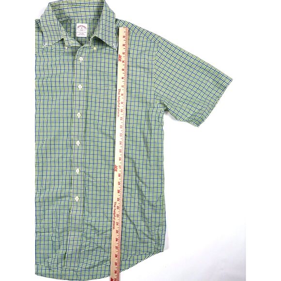 Brooks Brothers 346 Mens Green Plaid Short Sleeve Button Down Shirt Size Medium - Picture 4 of 5